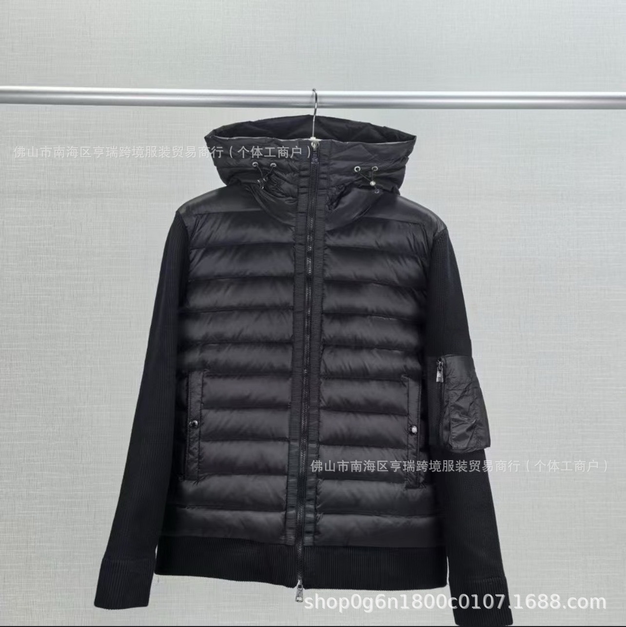 The new M brand knitted patchwork casual down jacket for men, featuring white duck down, is warm, fashionable and slimming pic 10