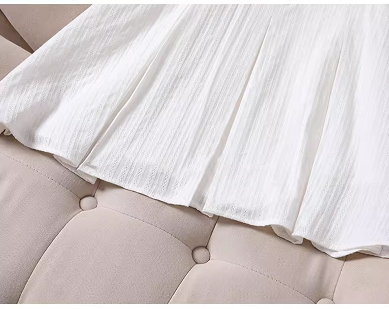 新中式白色泡泡袖衬衫连衣裙子女夏季法式气质小个子收腰甜美短裙详情10