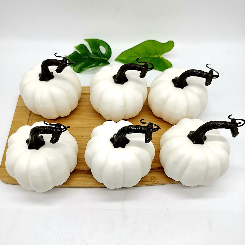 亚马逊现货仿真南瓜万圣节白黄南瓜模型丰收节日装饰工艺品礼品摆件挂件详情10
