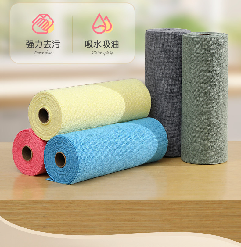 加厚超细纤维不易掉毛干湿两用卷式筒装一次性厨房洗碗布懒人抹布详情7