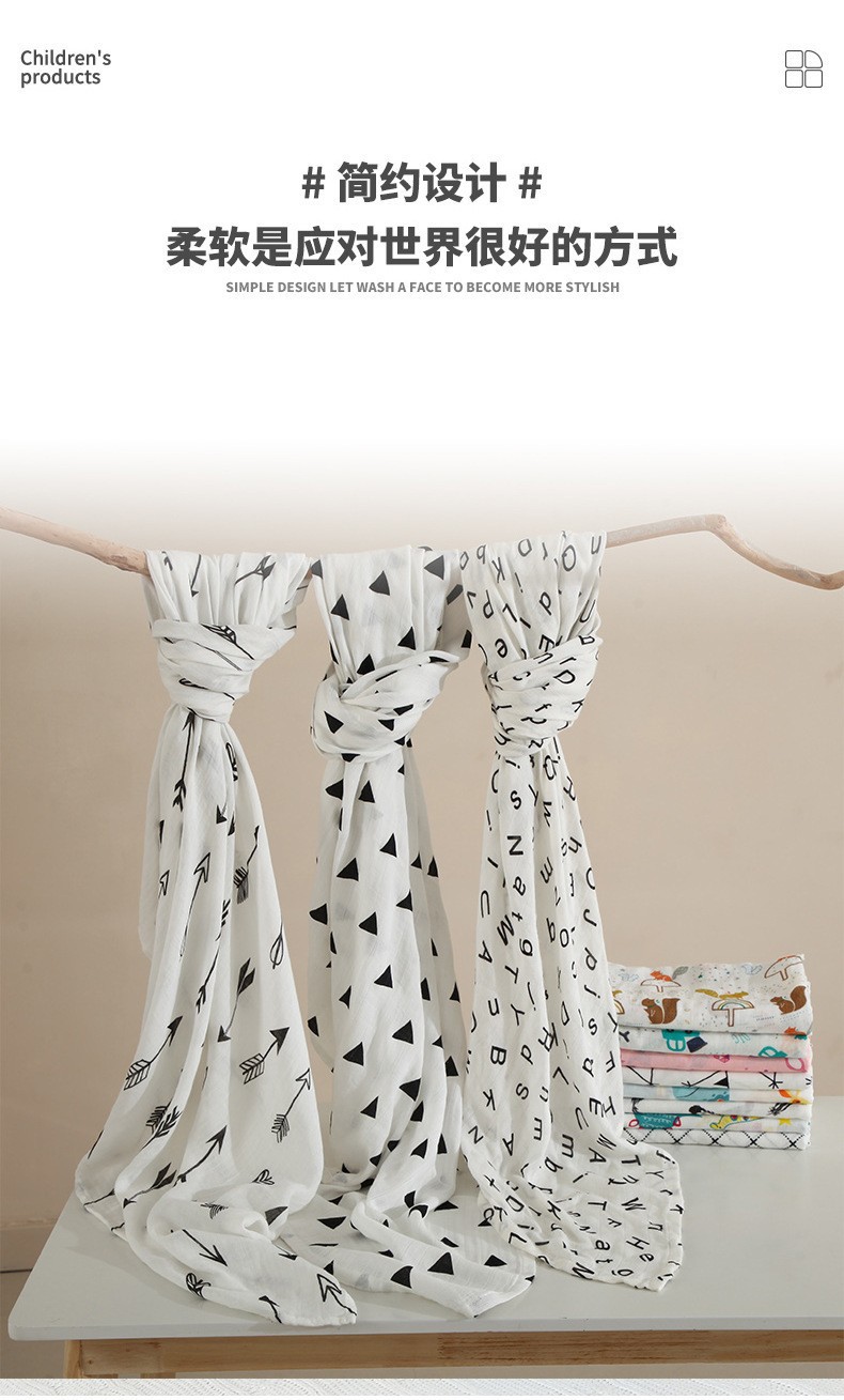 跨境双层竹棉夏季纱布被子婴儿初生儿浴巾盖毯批发muslin纱布包巾详情10