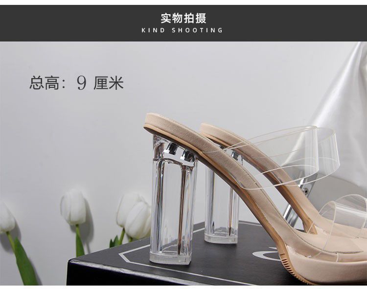 高跟鞋女2024夏季新款防水台一字带不累脚粗跟水晶拖鞋女凉鞋女鞋详情11