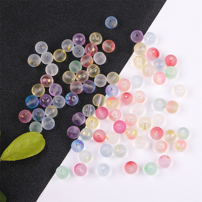 50颗双拼金粉透明磨砂玻璃散珠 手工DIY项链手链耳饰配件 工艺品厂家直销精品详情35