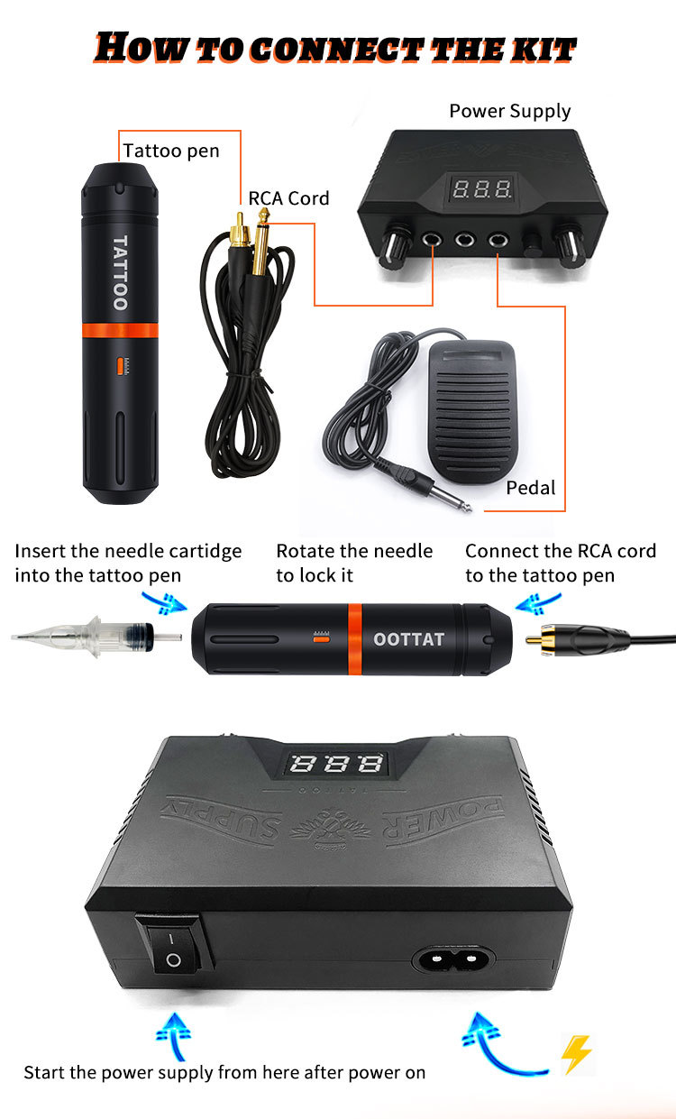 shanilak 1003-97 new tattoo pen set in stock, tattoo machine power motor integrated needle tattoo combination pic 3