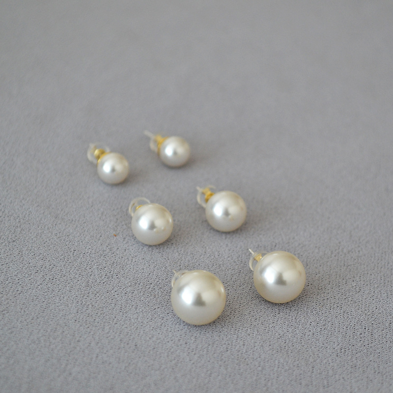 韩国Fever高亮仿家水晶珍珠650色号925银针简约耳钉耳饰女详情11