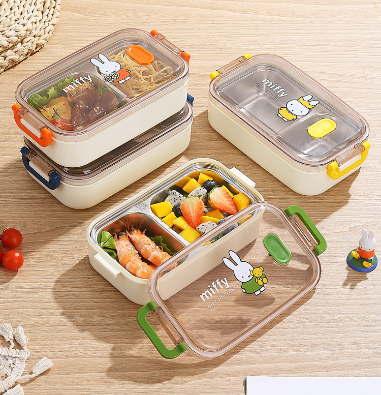 Miffy miffy lonchera de acero inoxidable de doble capa aislante para adultos con lunch box portátil para niños de primaria bento box pic 18
