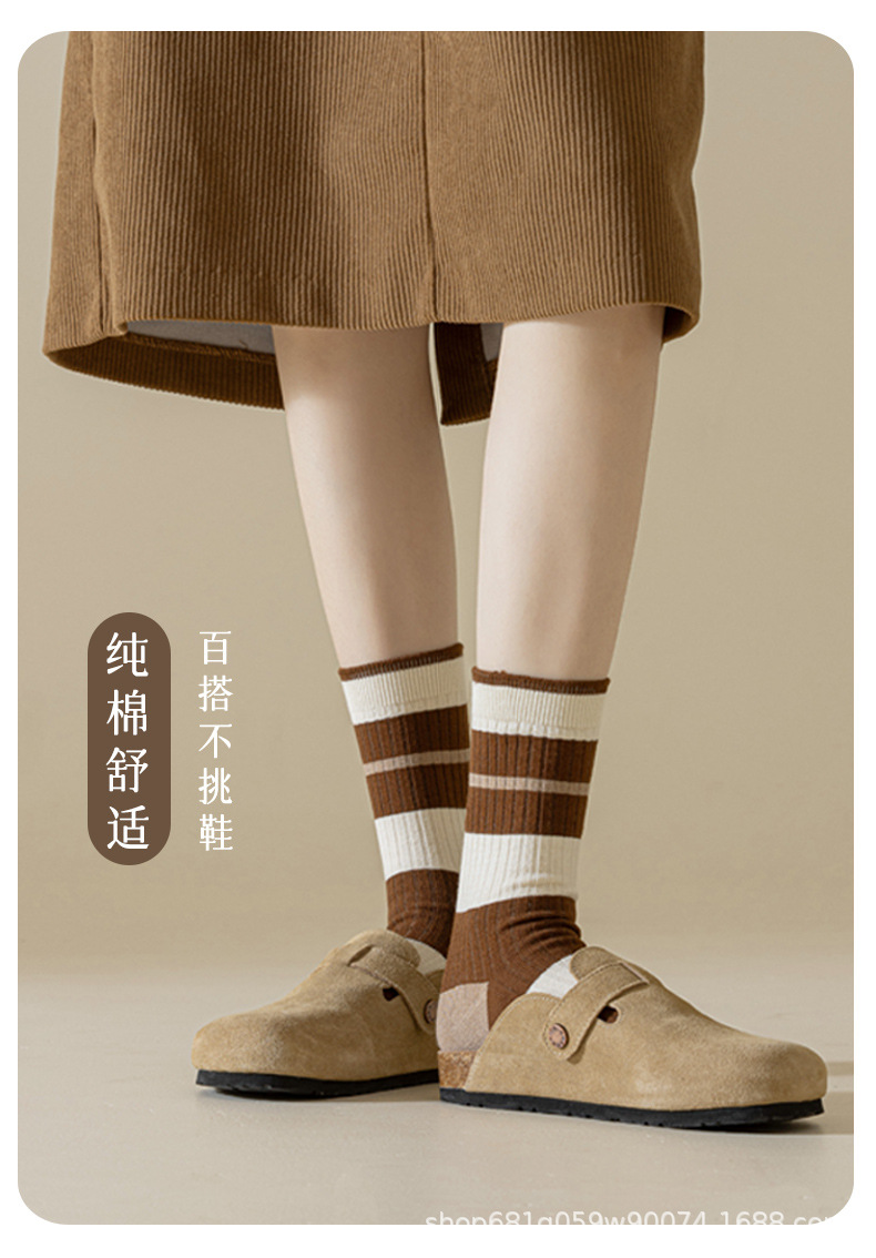 纯棉女中筒堆堆袜春秋运动休闲长款吸汗无骨薄款全棉春夏款舒适透气详情12