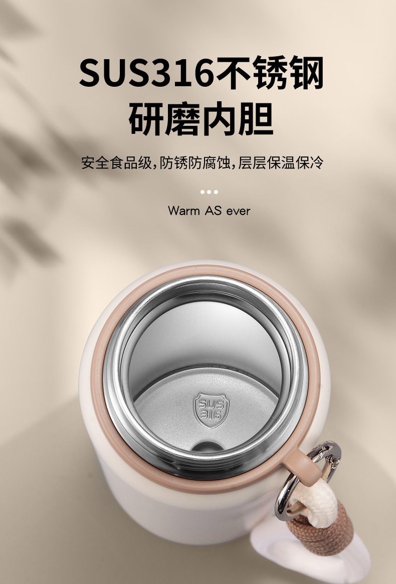 Simple press-type bouncing direct drinking cup, 316 stainless steel insulated, portable high appearance level water cup for female students pic 5