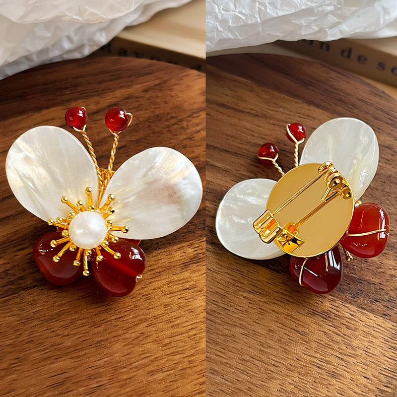 NALA娜啦轻奢高档胸针淡水珍珠蝴蝶重工精致别针大衣旗袍百搭胸花详情22