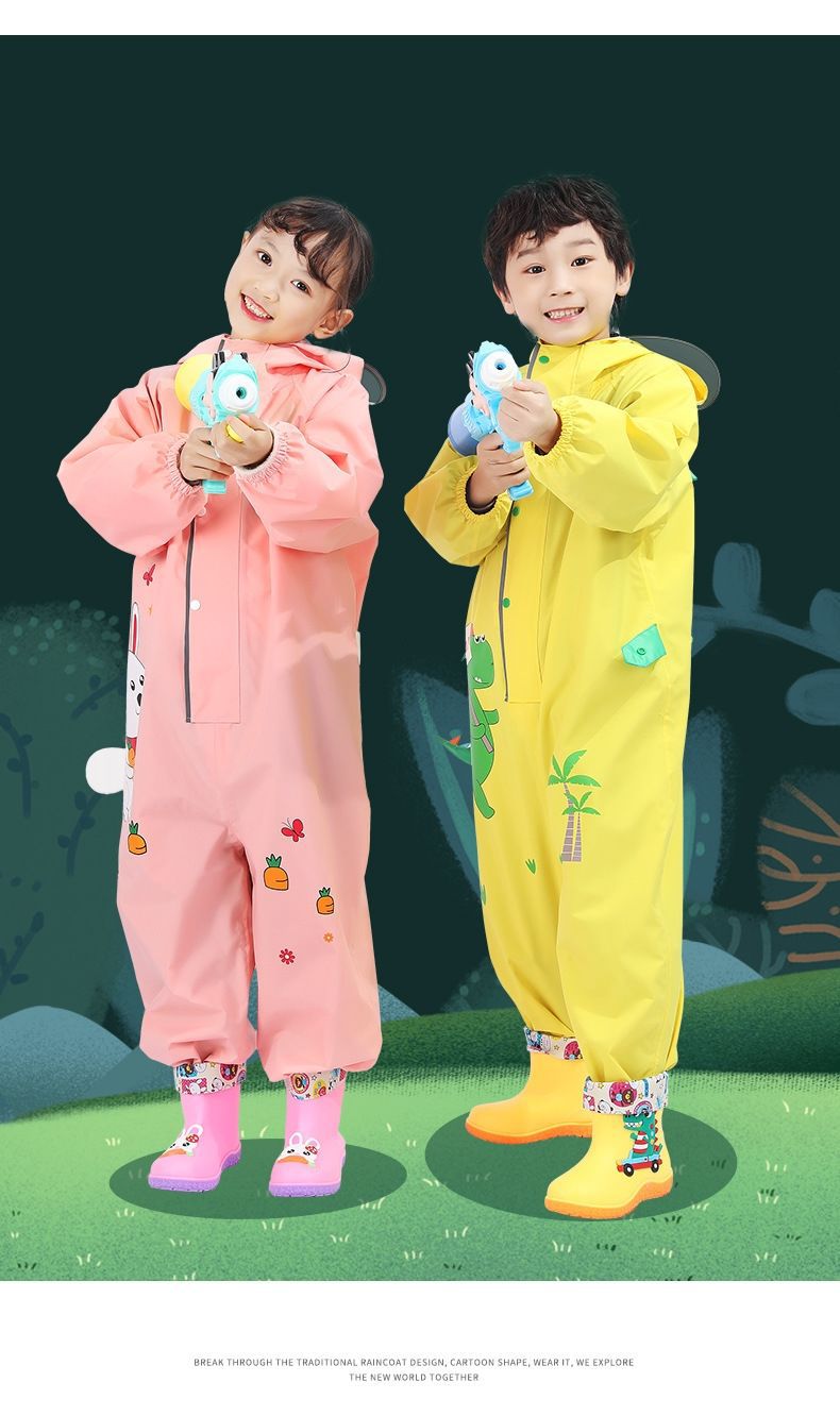 Niños una pieza impermeable niños niñas kindergarten bebé impermeable impermeable poncho estudiante impermeable impermeable pantalones de lluvia traje pic 22