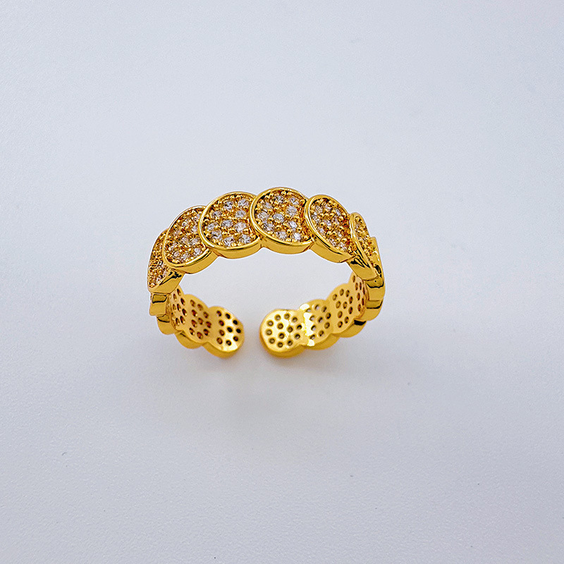 Premedita nuevo japonés coreano simple temperamento anillo abierto personalidad creativo luz lujo lleno de diamantes círculo anillo abierto mujer pic 8