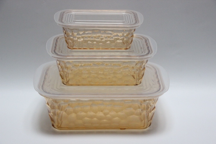 Plastic round three-piece food storage boxes and rectangular plastic three-piece refrigerator storage boxes for foreign trade products pic 3