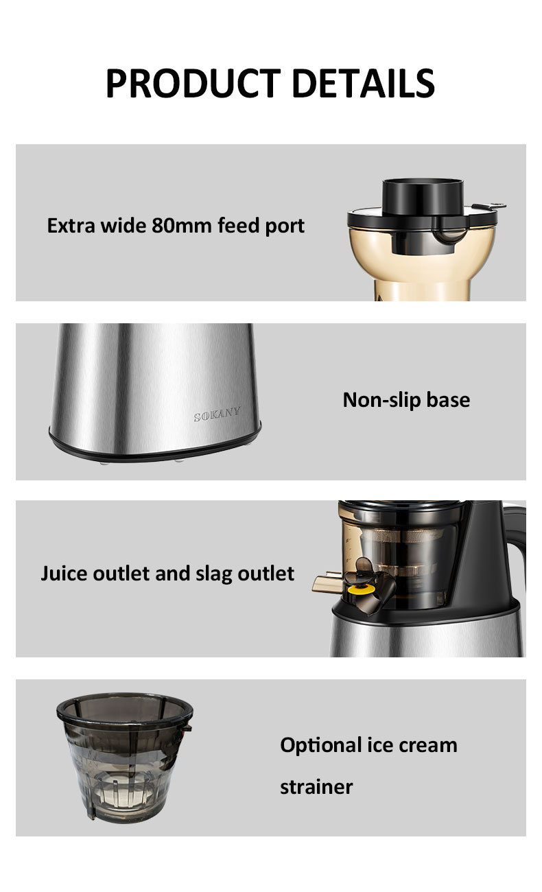 Cross-border SOKANY01010 JUICER, slow juicer, juice separation, Lock nutrition Juicer pic 9