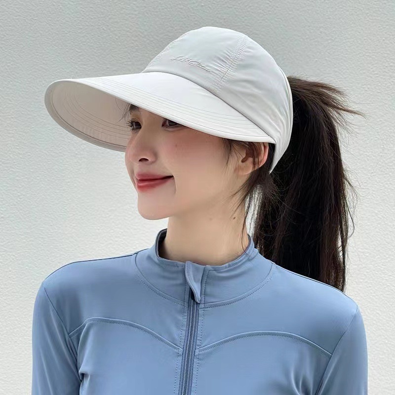 加大帽檐遮阳防晒帽女户外棒球帽男速干鸭舌帽空顶太阳帽可扎马尾详情2