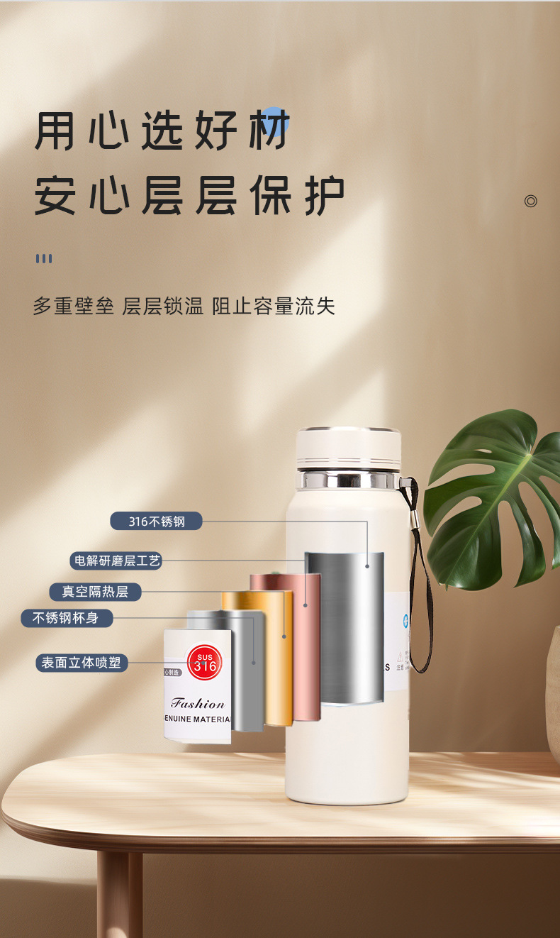 316不锈钢水杯提绳大容量旅行壶商务保温杯登山茶杯吊带壶批发详情6