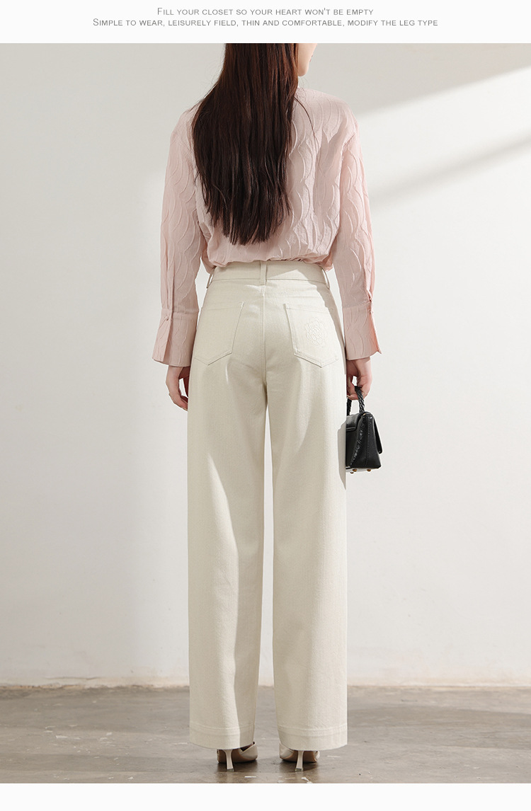 Factory direct sales of new design-sense pocket embroidered gold-threaded jeans and floor-length pants for women, fashionable wholesale pic 13
