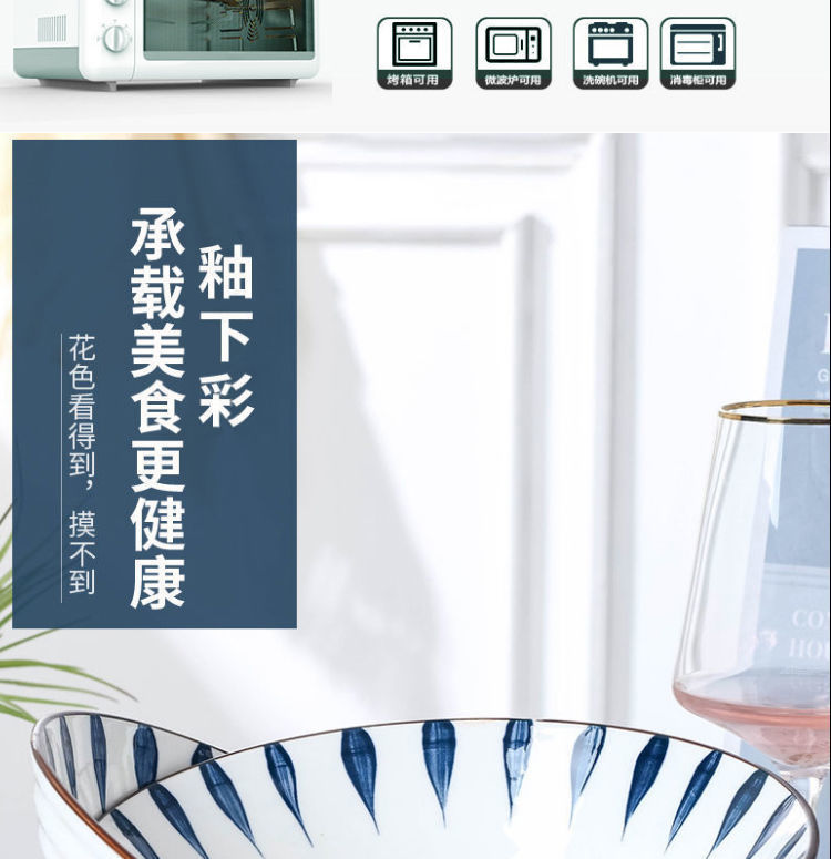 釉下彩家用泡面碗饭店面馆米粉碗陶瓷碗具批发斗笠碗汤碗大容量详情5