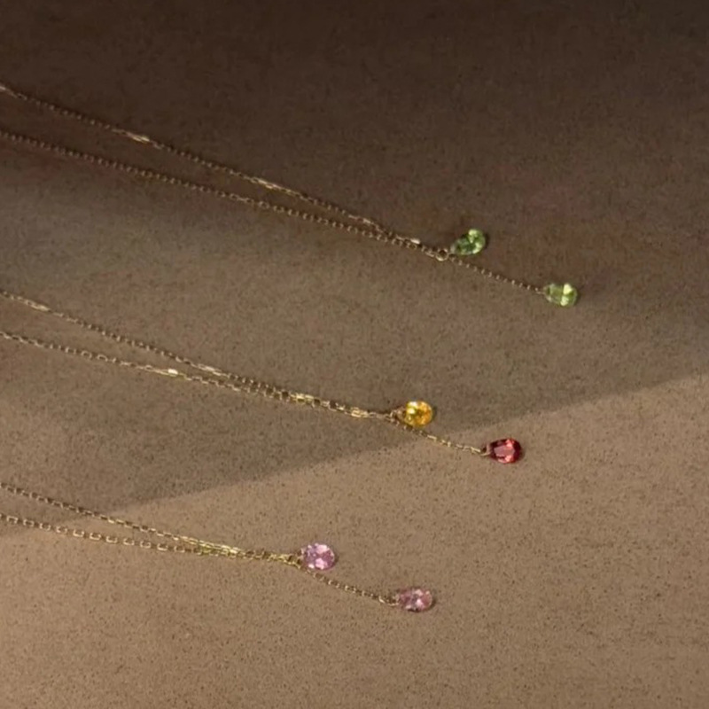 法式复古粼光水滴闪锆极细项链女轻奢小众高级感叠戴风锁骨链配饰详情8