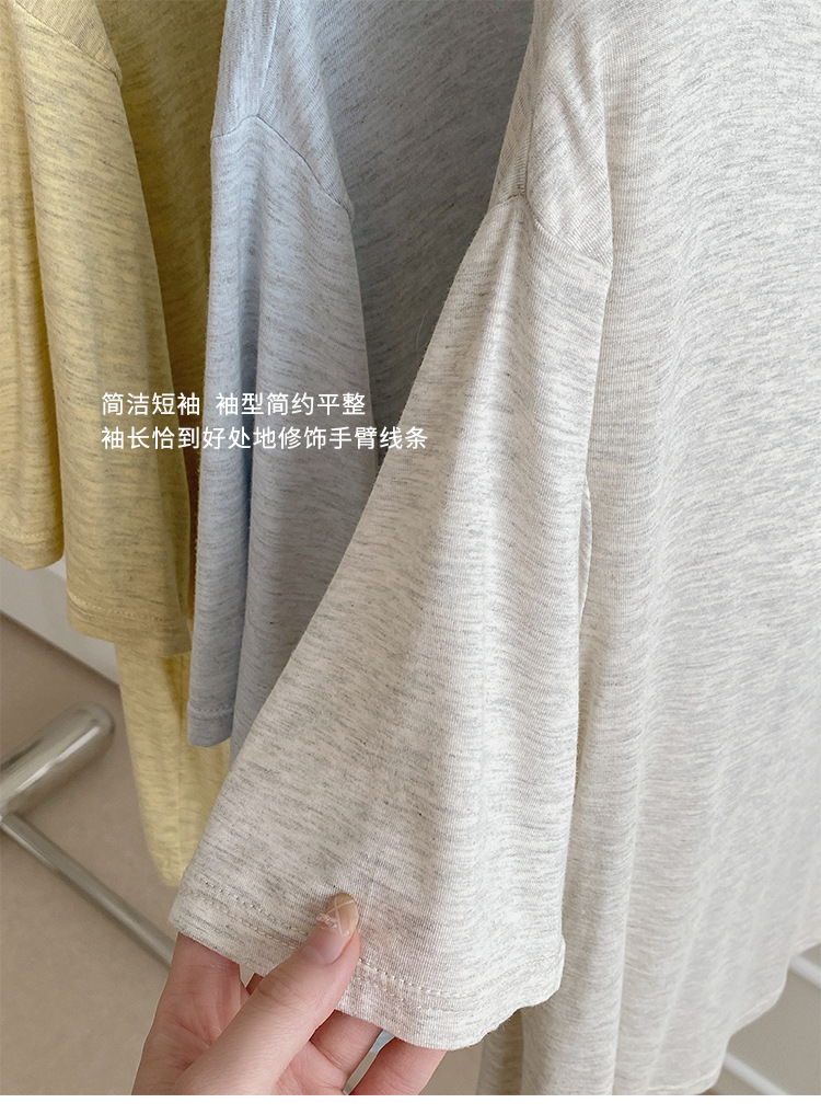 Summer pajama set with chest pad, short sleeves and shorts, pullover, two-piece home wear, thin and skin-friendly, can be worn outside with a pullover pic 10