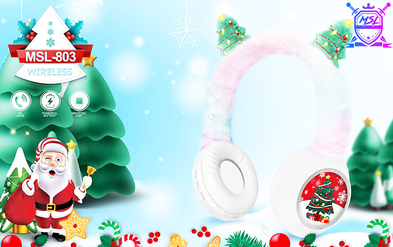 跨境新款MSL-803頭戴式無線藍(lán)牙耳機 創(chuàng)意圣誕毛絨設(shè)計 重低音效果 長續(xù)航耐用 藍(lán)牙音樂耳機詳情5