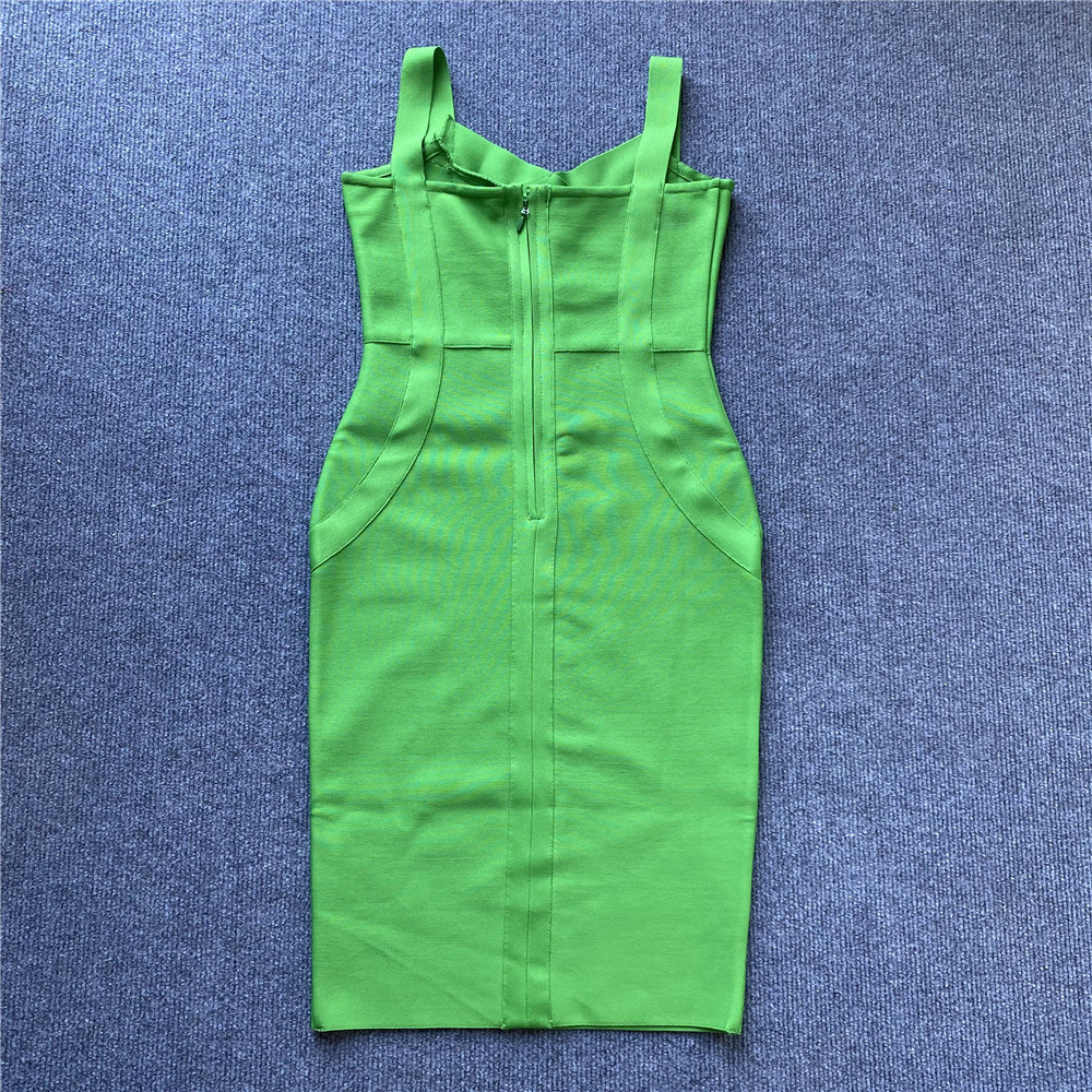 绿色清新性感跨境货源爆款单品吊带绷带连衣裙Club dress详情24