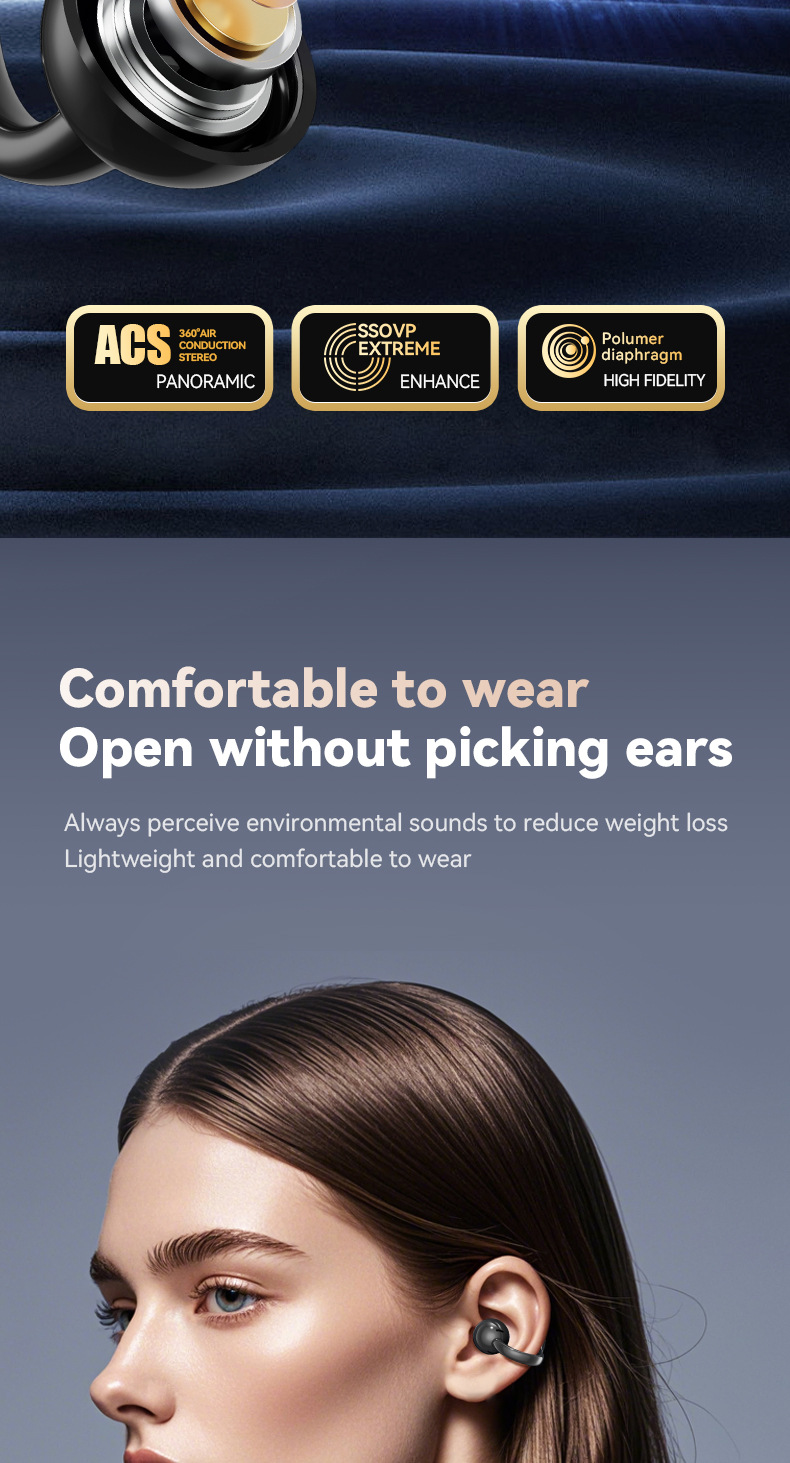 New color screen simultaneous translation Bluetooth headphones, ultra-long battery life, ear-clip wireless Bluetooth headphones with screen 5.4 factory price pic 7