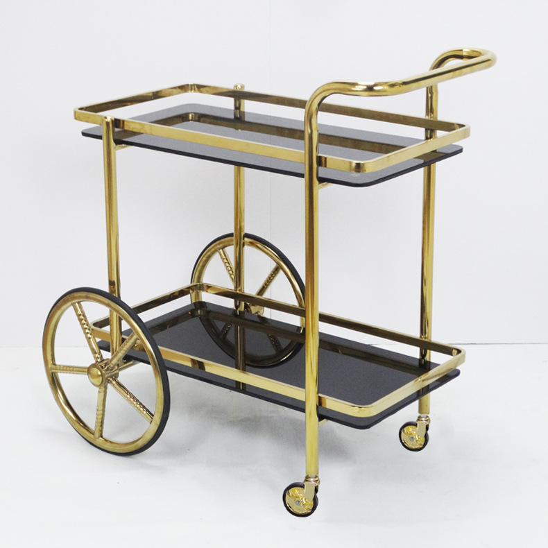 European-style titanium gold wine cart, imperial concubine wine cart, cake cart, double-layer food delivery cart, 4S store pastry and hotel service cart pic 5