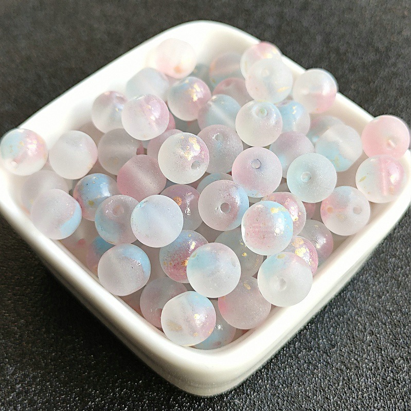 8/10mm直孔洒金磨砂圆珠手工编制手串手链项链琉璃珠子古风配件详情9