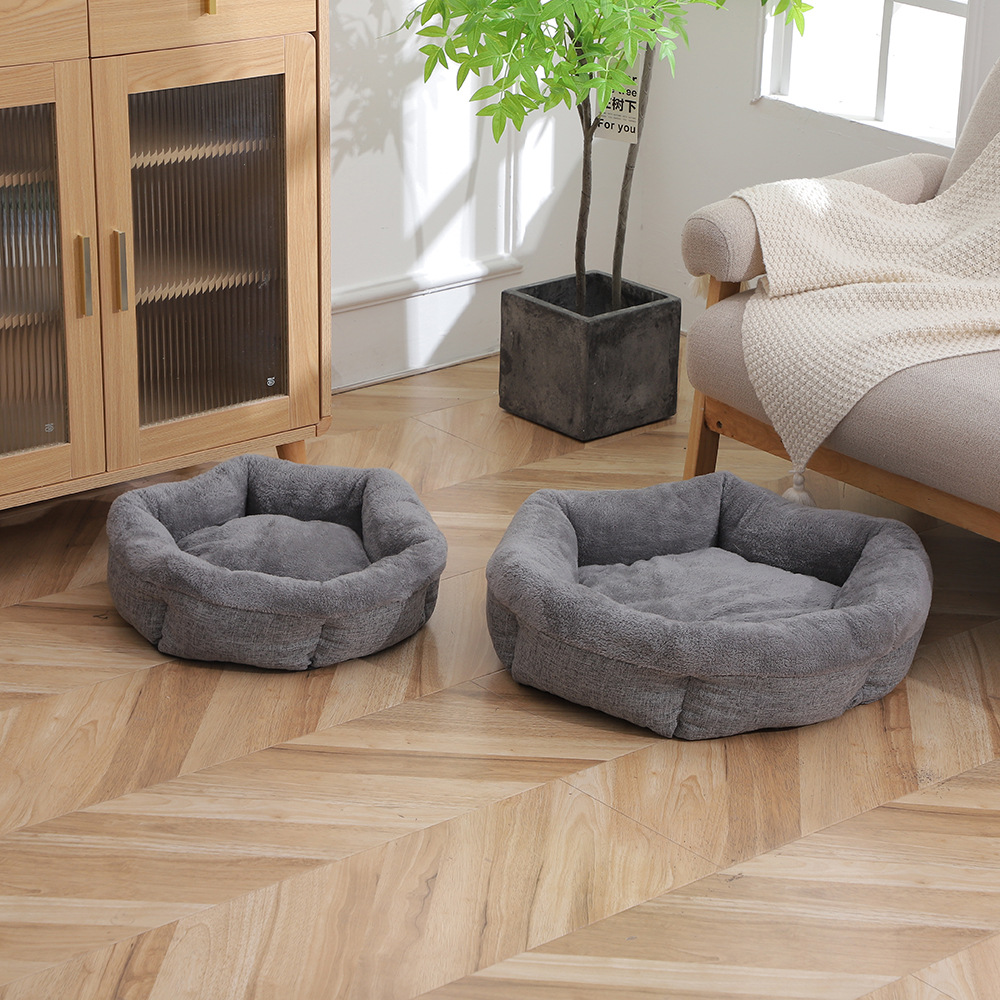Winter thickened plush pet sleeping beds that can be disassembled and washed, Arctic fleece upturned cat beds, thickened PP cotton dog beds wholesale pic 10