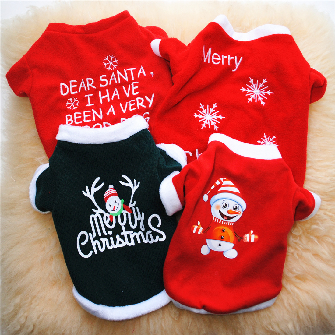 Factory direct sales of pet clothing, dog autumn and winter warm fleece, festival wear, Christmas style, snowman, elk pic 1