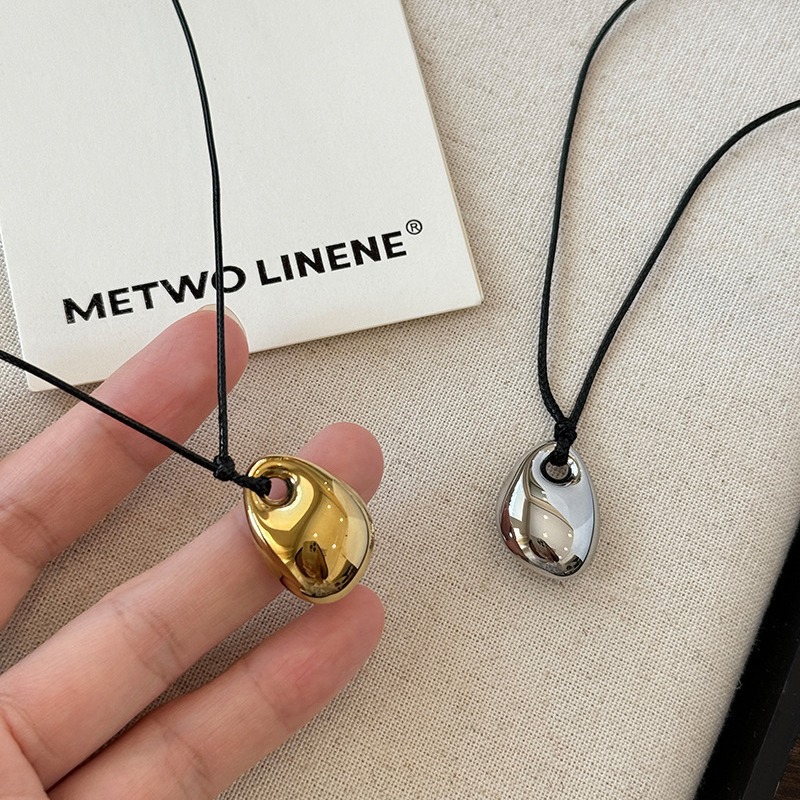 韩国博主同款不规则几何爱心吊坠项链抽拉可调节毛衣链小众时尚详情2