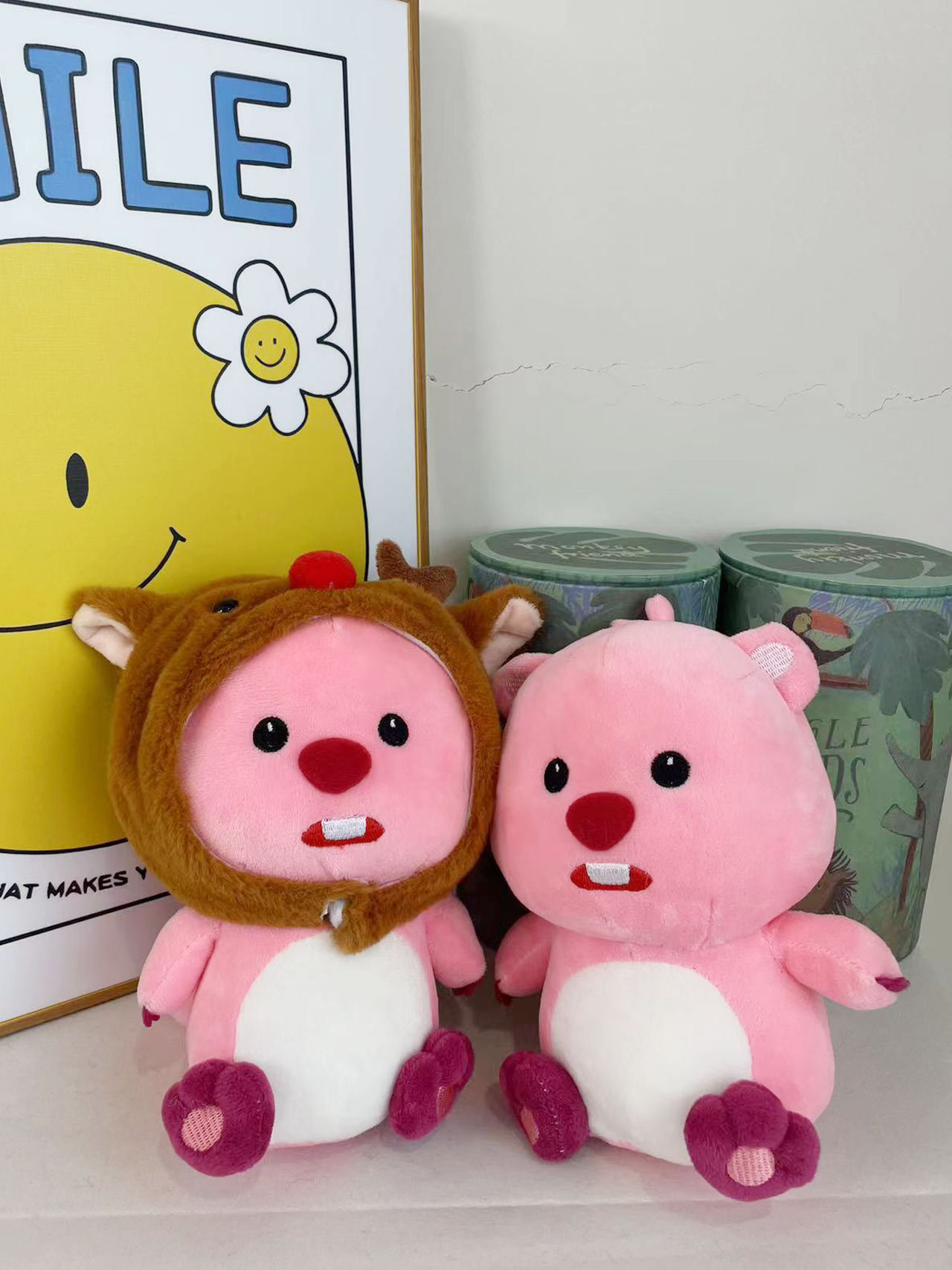 loopy公仔粉色海狸玩偶网红露比毛绒玩具礼物娃娃批发婚庆抛洒详情8