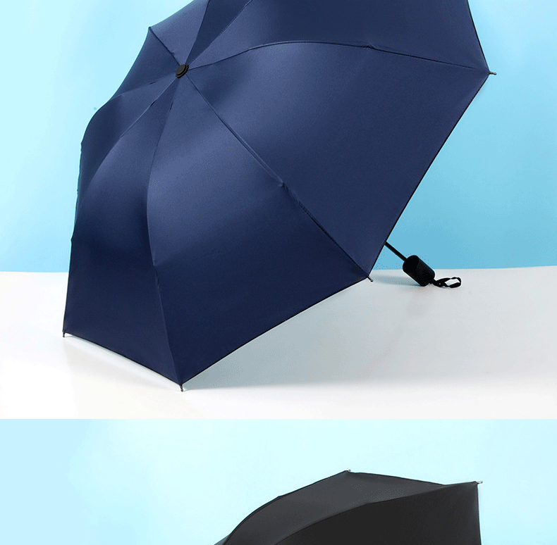 Automatic UV umbrella advertisement, sunshade umbrella, black rubber folding umbrella, sun protection umbrella, UV protection wholesale, can be printed with LOGO pic 12