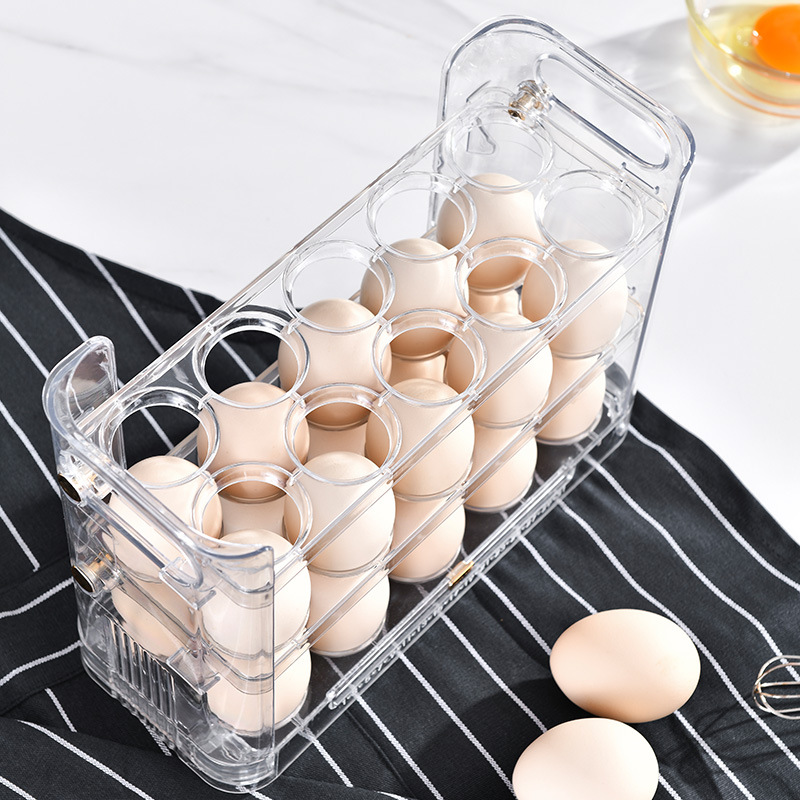 Free shipping: Kitchen egg tray, multi-layer egg rack, refrigerator storage box, storage box, can be flipped three layers, 30 egg boxes pic 23