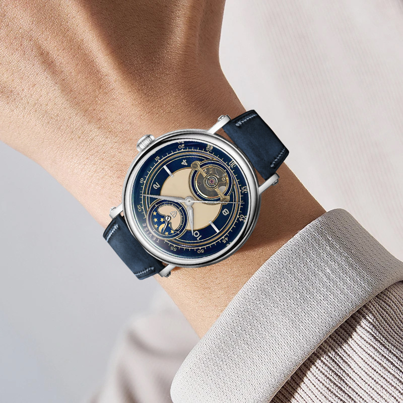 瑞士TEVISE特威斯手表 男士全自动机械手表月相手表抖音同款详情14