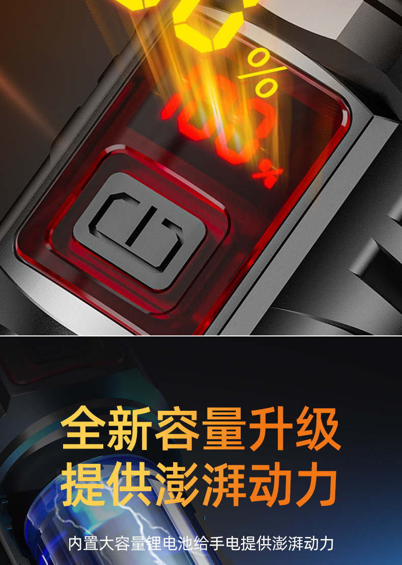 高亮度超亮手电筒强光充电户外激光家用迷你便携耐用多功能长续航详情11