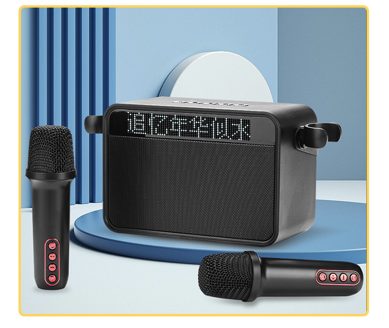 新款Y-16歌词显示智能蓝牙音箱户话筒外家用双麦克风K歌音响一体详情15