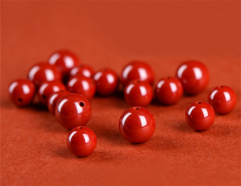 Jiuya Crystal natural raw ore cinnabar loose beads, purple gold sand round beads, semi-finished products, imperial red sand decorative beads pic 23