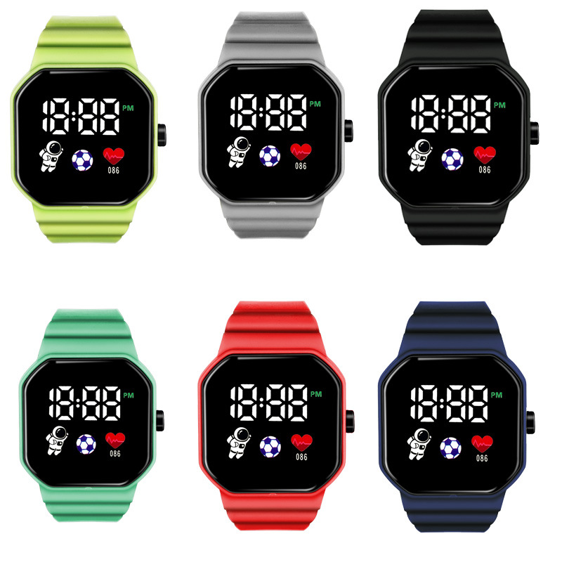 New fashionable and trendy couple LED electronic watch, with a unique and cool dual-color bezel ocean band student sports electronic pic 3