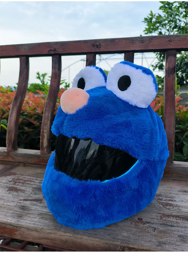 Helmet cap protective cover, big-eyed monster motorcycle, motorcycle, personalized cartoon plush head cover, frog riding, mask removal for warmth pic 21