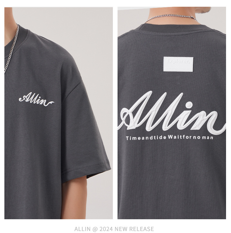 The 2025 summer new half-sleeved T-shirt for men is a trendy and versatile short-sleeved American retro printed loose round-neck T-shirt pic 50