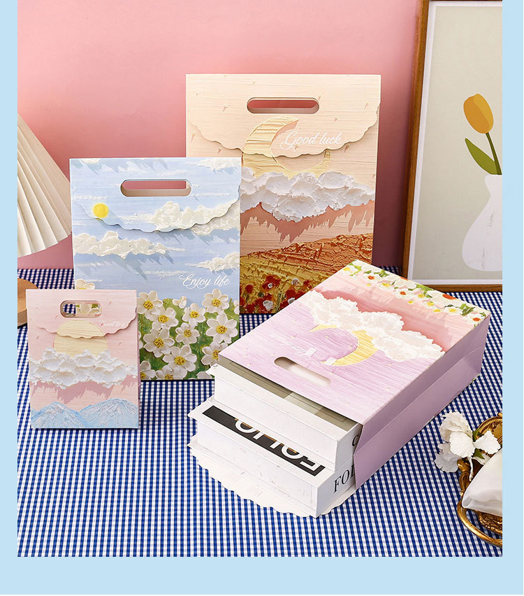 文艺油画礼品袋文艺手提袋节日精美男女生日花束包装送礼物纸袋子详情15
