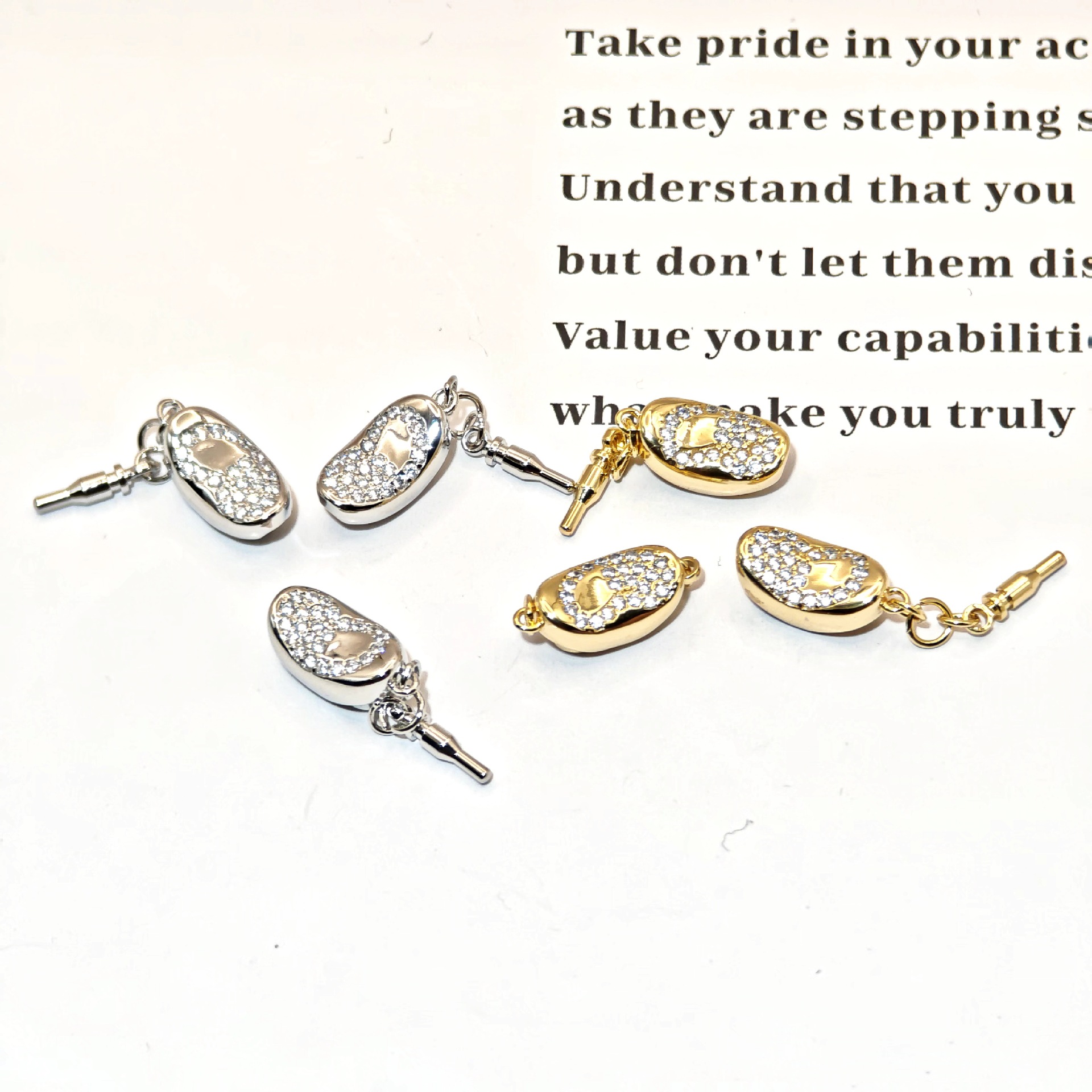 Color-preserving micro-inlaid zircon ingot clasp pearl clasp DIY handmade bracelet necklace connecting clasp accessory piece pic 7