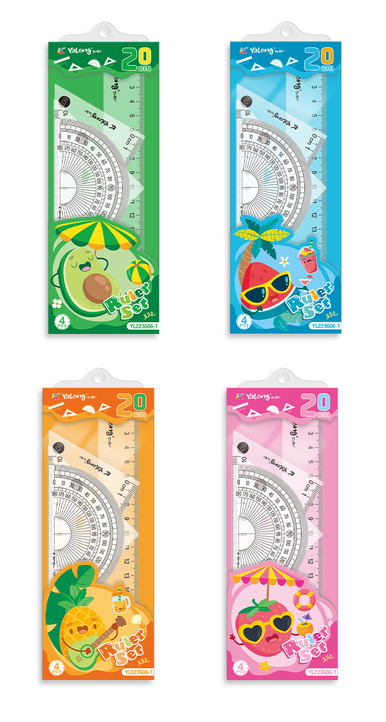 Yalong Cross-border Student Wholesale 20 cm School Ruler Student Stationery School Ruler Cute Measuring Set pic 8
