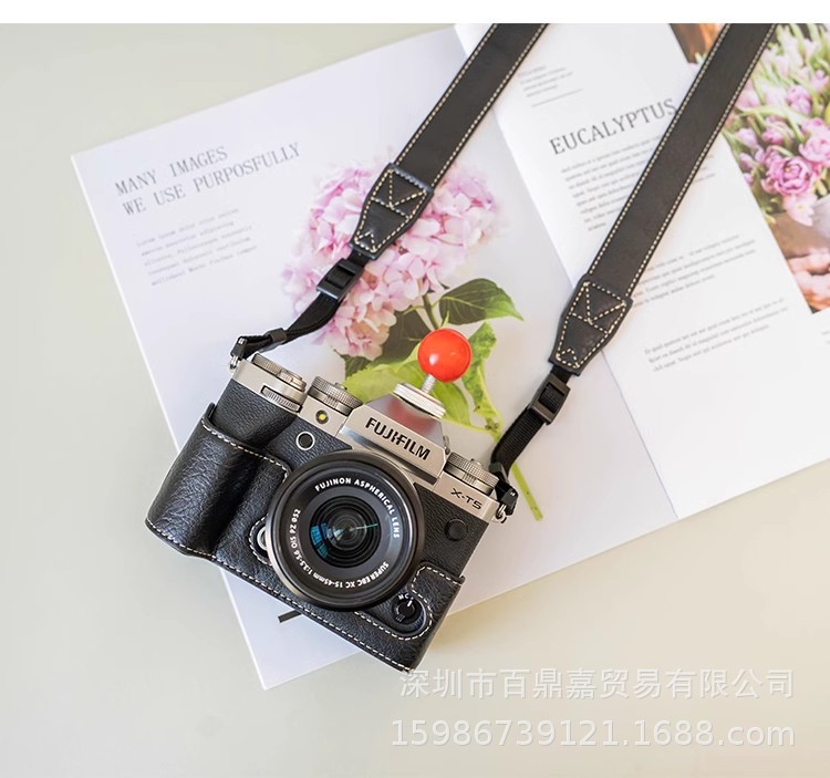 Suitable for Fujifilm X-T5 leather case base, X-T5 mirrorless camera bag, X-T5 protective case and half set camera bag pic 12