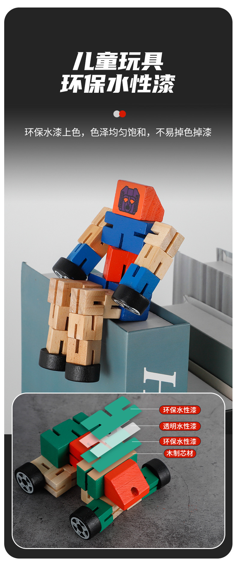 新款益智积木机器人木质百变机器人手玩变形木头儿童早教亲子玩具详情7