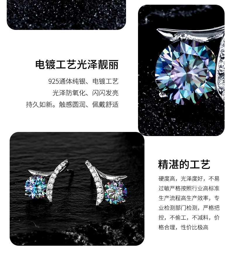 Zhuoheng Select s925 Pure Silver Moissanite Earrings for Women with a high-end feel, new style ear studs, a bestseller in 2026, featuring a light luxury and high-end feel pic 7