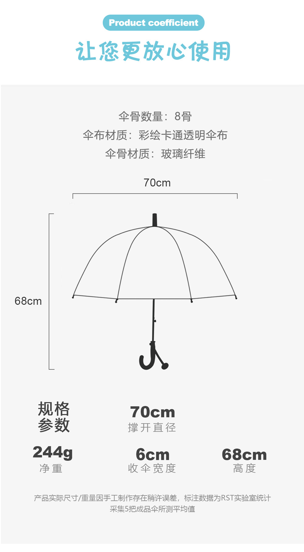 ins韩儿童自动伞卡通动物图案可爱透明伞现货批发19寸幼儿园雨伞详情9