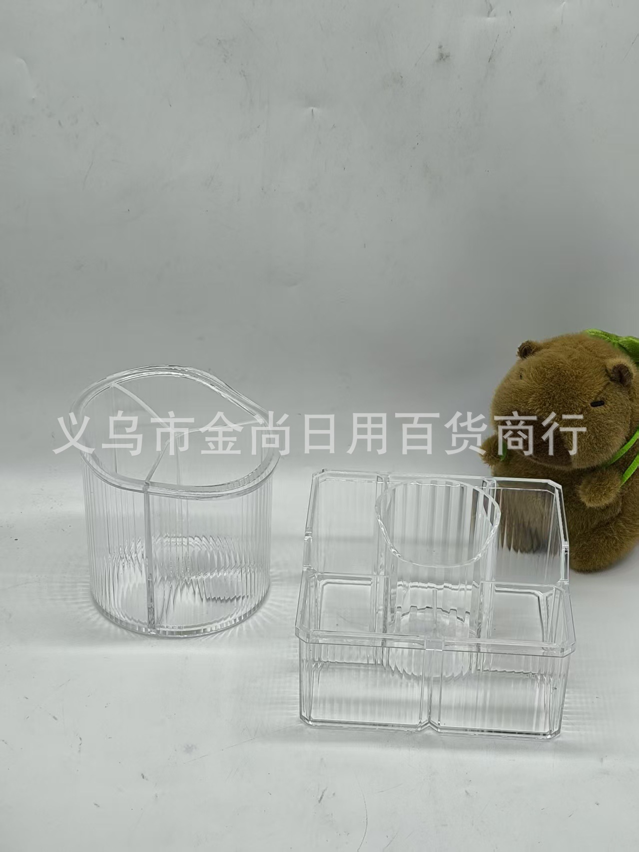 Light luxury transparent cosmetics storage box, desktop dressing table, skin care products, water ripple plastic large-capacity storage box pic 5