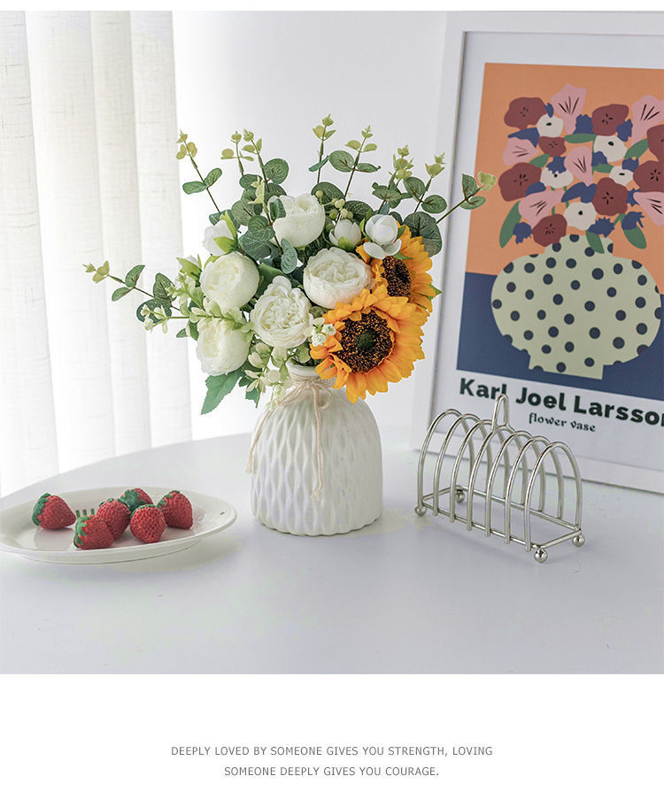 向日葵假花花摆设客厅餐桌面花艺装饰摆件卧室干花束绢花详情10